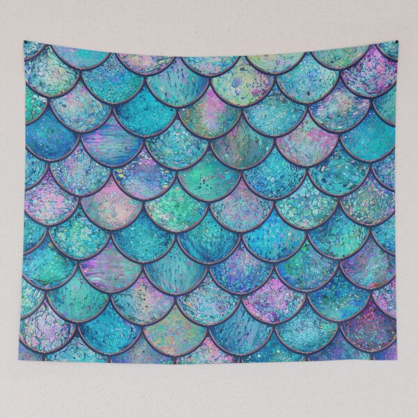 Item preview, Cute Mermaid Print Pink Teal designed and sold by SeaStarMermaids.