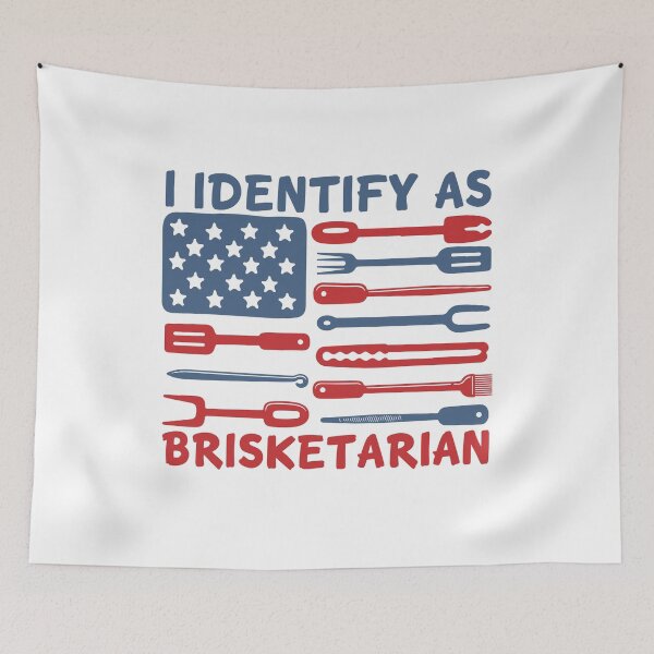 Item preview, I Identify As Brisketarian - BBQ Smoker Grilling Pitmaster Barbecue American Flag designed and sold by gunaone-design.