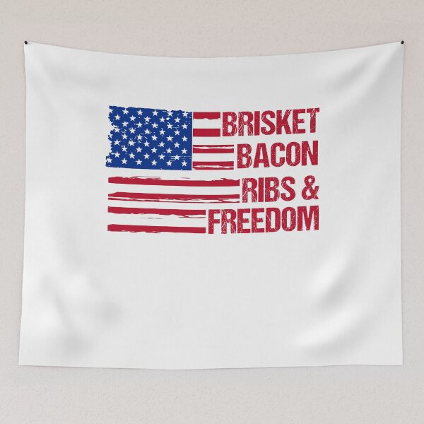 Item preview, Brisket Bacon Ribs & Freedom Patriotic BBQ Flag Summer Grilling 4th of July Independence Day Cookout Party American USA designed and sold by gunaone-design.