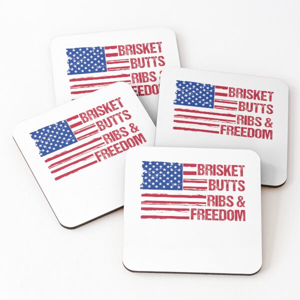 Item preview, Brisket Butts Ribs and Freedom - BBQ USA Flag Funny Patriotic Food 4th of July designed and sold by gunaone-design.
