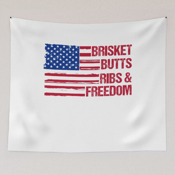 Item preview, Brisket Butts Ribs and Freedom - BBQ USA Flag Funny Patriotic Food 4th of July designed and sold by gunaone-design.