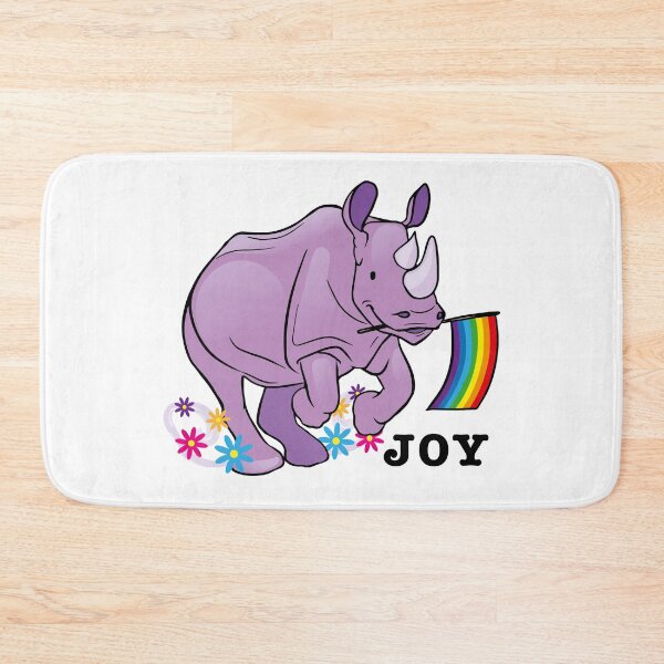 Item preview, Joy running violet rhino with rainbow flag designed and sold by Konopikyu.