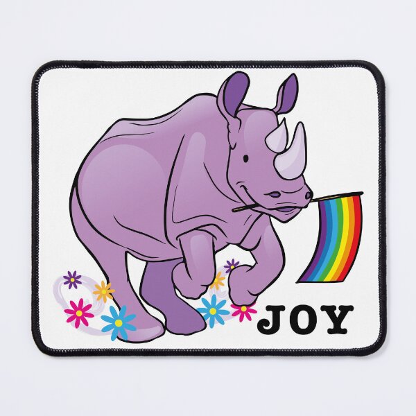 Item preview, Joy running violet rhino with rainbow flag designed and sold by Konopikyu.