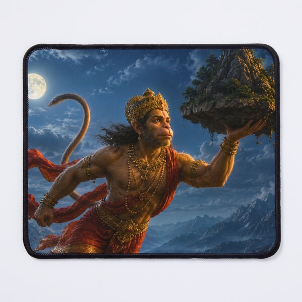 Item preview, Lord Hanuman Carrying Sanjeevani Mountain – Ramayana Heroic Wall Art designed and sold by Homyar.