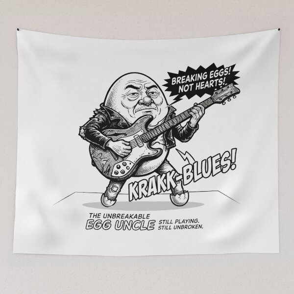 Item preview, Egg Uncle: The Unbreakable Blues Rocker designed and sold by Surreal Characters & Cute Pups.