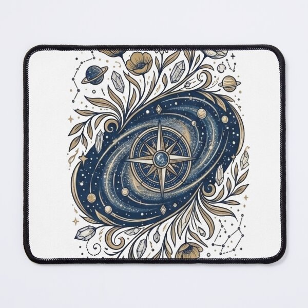 Item preview, Celestial Compass and Cosmic Floral Illustration designed and sold by GoldenPetalAma.
