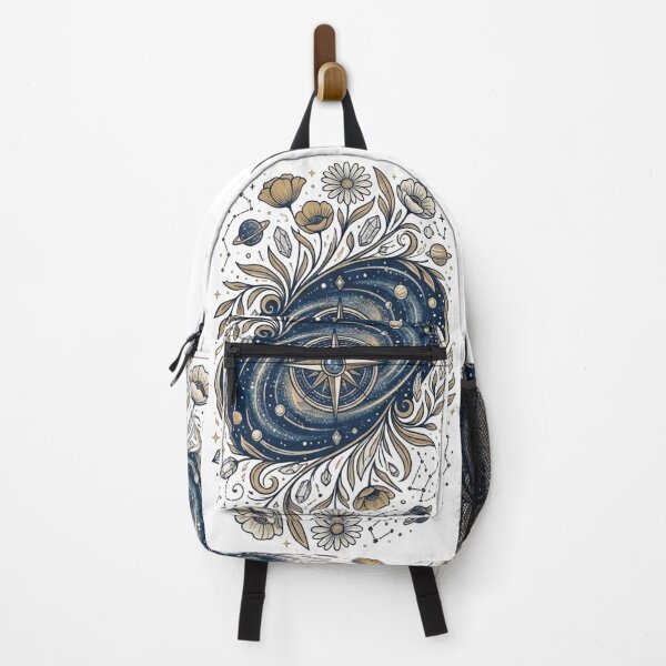 Item preview, Celestial Compass and Cosmic Floral Illustration designed and sold by GoldenPetalAma.