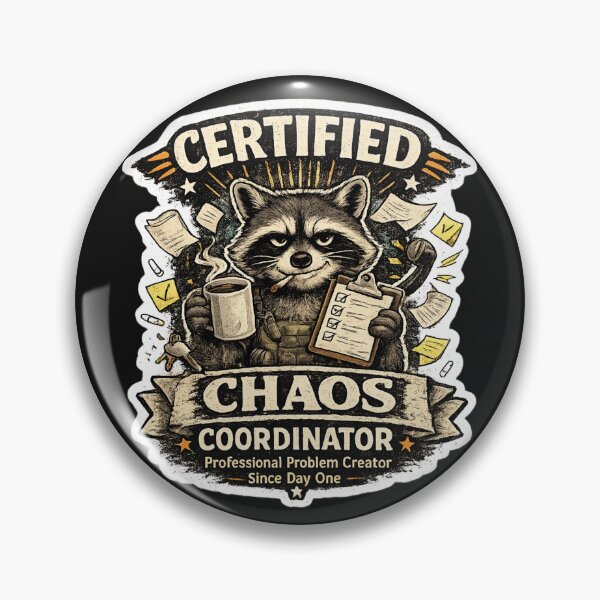 Item preview, Certified Chaos Coordinator Funny Raccoon Office Humor Sticker designed and sold by piketo.