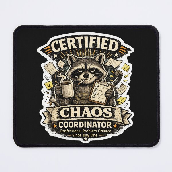 Item preview, Certified Chaos Coordinator Funny Raccoon Office Humor Sticker designed and sold by piketo.