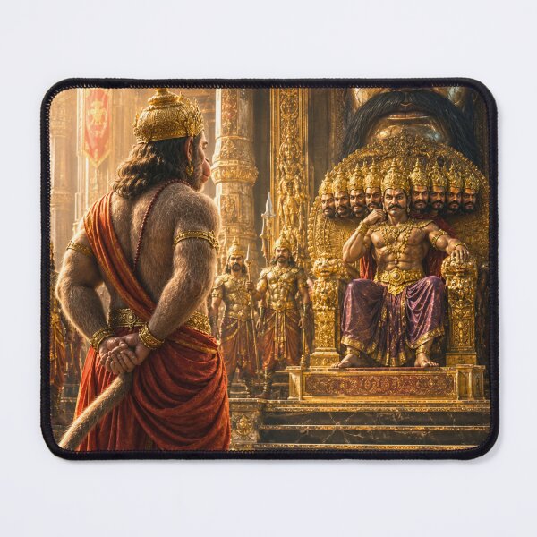 Item preview, Lord Hanuman Before Ravana's Court – Fearless Messenger of Ram designed and sold by Homyar.