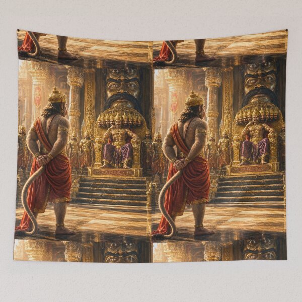Item preview, Lord Hanuman Before Ravana's Court – Fearless Messenger of Ram designed and sold by Homyar.