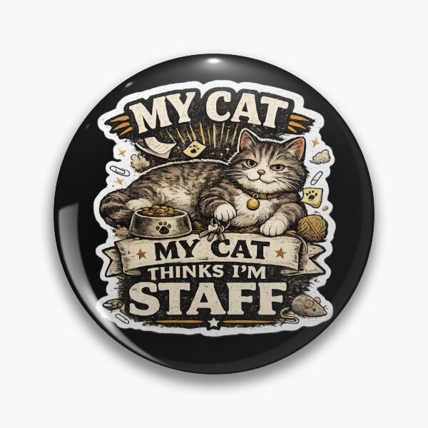 Item preview, My Cat Thinks I'm Staff Funny Cat Lover Sticker designed and sold by piketo.