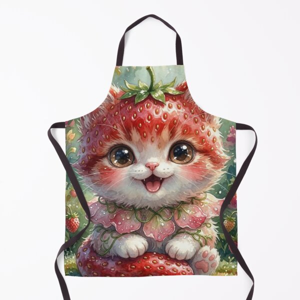 Item preview, Cute strawberry cat in enchanted garden | kawaii fantasy kitten watercolour art designed and sold by Joammiyon.