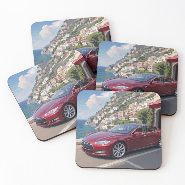 Item preview, Red Luxury Tesla Model S Amalfi Coast Mediterranean Art designed and sold by UmSkelig834.