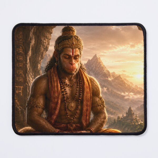 Item preview, Lord Hanuman Meditating on Ram Naam – Peaceful Spiritual Wall Art designed and sold by Homyar.