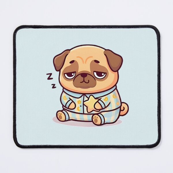 Item preview, Sleepy Kawaii Pug and Sheep in Star and Plaid Pajamas designed and sold by Good Vibes .