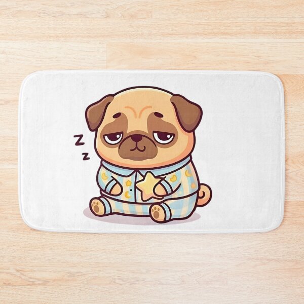 Item preview, Sleepy Kawaii Pug and Sheep in Star and Plaid Pajamas designed and sold by Good Vibes .