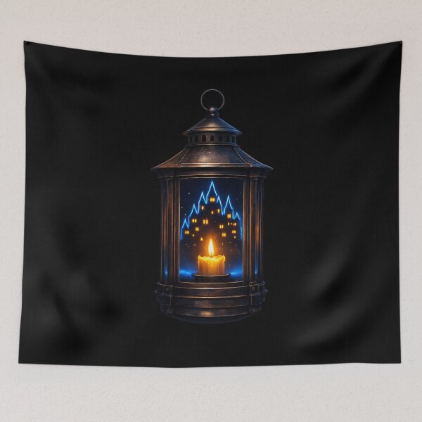 Item preview, Dark Gothic Lantern Haunted Castle Inside — Moody Dark Fantasy Art Print designed and sold by ArtoryWorks.