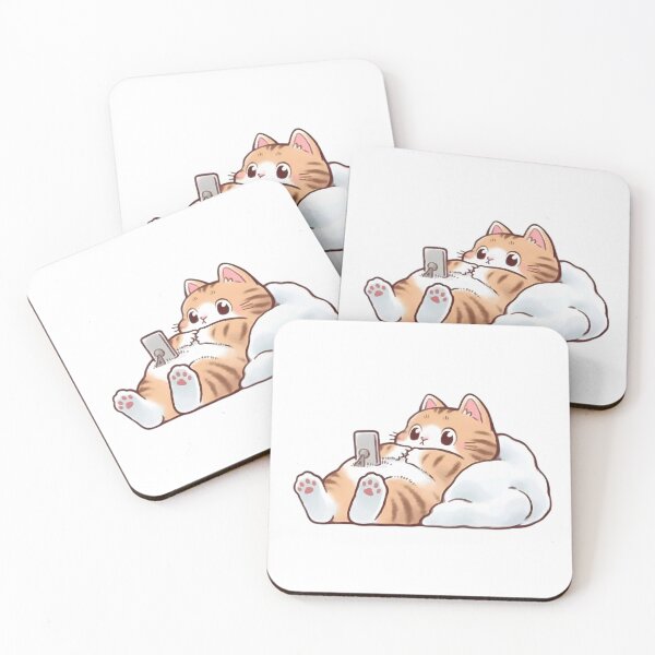Item preview, Cute Lazy Cat on Bean Bag Sticker | Cozy Kitty Scrolling Phone | Kawaii Cat Cartoon designed and sold by Dyan4.