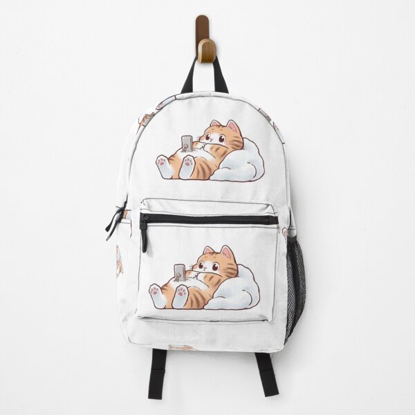 Item preview, Cute Lazy Cat on Bean Bag Sticker | Cozy Kitty Scrolling Phone | Kawaii Cat Cartoon designed and sold by Dyan4.