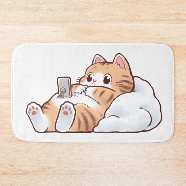 Item preview, Cute Lazy Cat on Bean Bag Sticker | Cozy Kitty Scrolling Phone | Kawaii Cat Cartoon designed and sold by Dyan4.