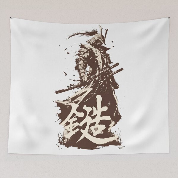Item preview, Samurai Spirit Japanese Warrior Art | Vintage Ink Brush Samurai | Bushido Kanji Design designed and sold by Dyan4.