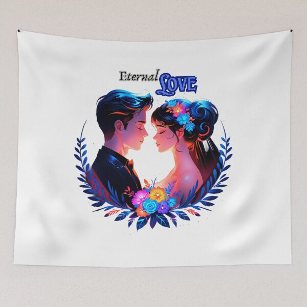 Item preview, Eternal Love – Romantic Floral Couple Neon Art designed and sold by IMuDesigner.