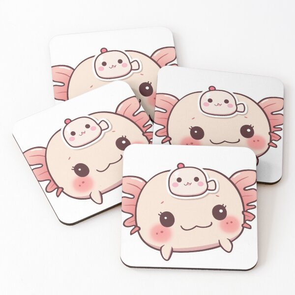 Item preview, Cute Kawaii Axolotl with Tiny Tea Cup designed and sold by redblink store.