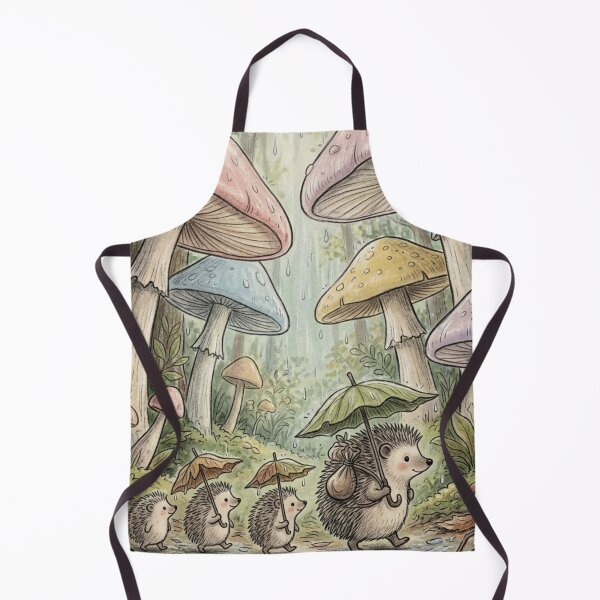 Item preview, Cute Hedgehog Family Rain Walk Mushroom Forest Illustration designed and sold by TaiwanMemory.
