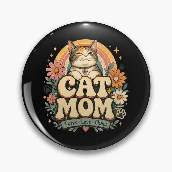 Item preview, Cat Mom Retro Groovy Purrs Love Chaos T-Shirt designed and sold by Mographic997.