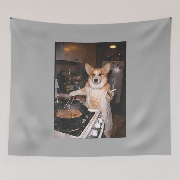 Item preview, Funny Corgi Meme Smoking Corgi Cooking Dog Meme Dog Dad designed and sold by ArleneRowe.