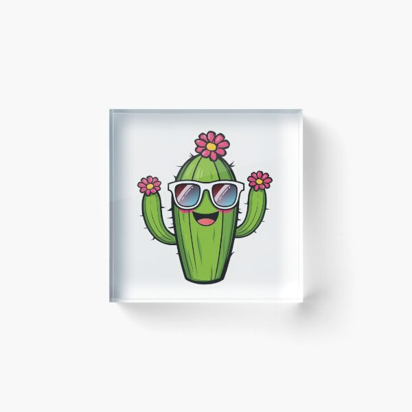 Item preview, Cute Kawaii Cactus with Sunglasses and Flowers designed and sold by redblink store.