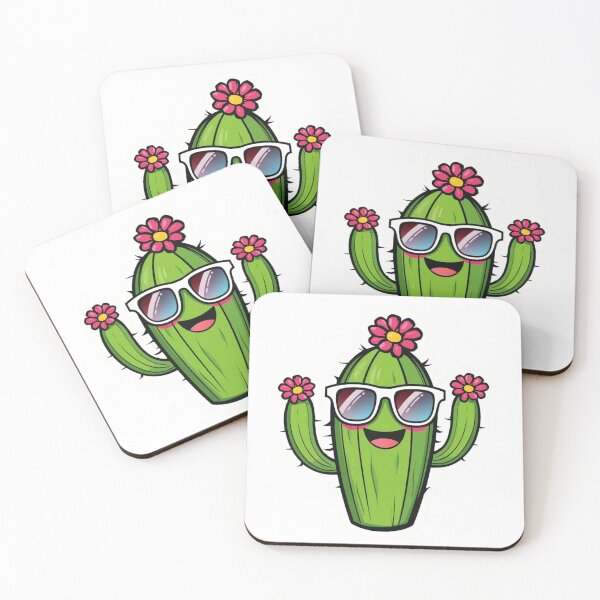 Item preview, Cute Kawaii Cactus with Sunglasses and Flowers designed and sold by redblink store.