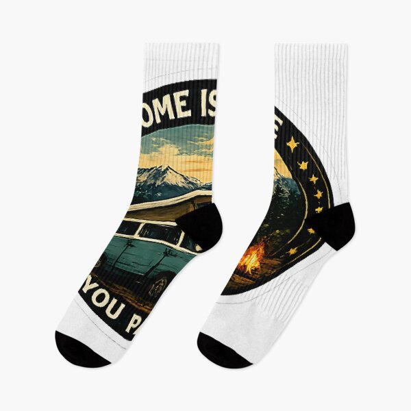 Item preview, Home Is Where You Park It – Vintage Camper Van Adventure Sticker designed and sold by vansaidshop ⭐⭐⭐⭐⭐.