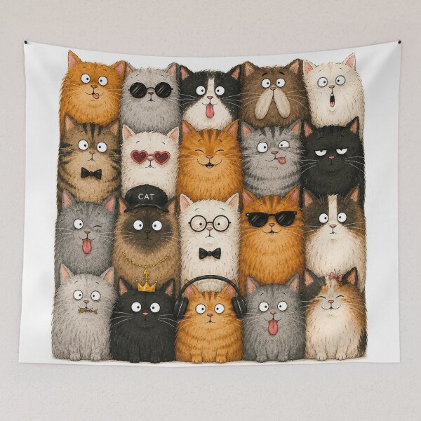 Item preview, Funny Cat Squad | Cute Cartoon Cats Pattern | Whimsical Cat Lovers Design designed and sold by ravuh.