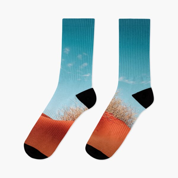 Item preview, Red Desert Sand With Dusty Bush and Blue Sky Art Photo designed and sold by DEC02.