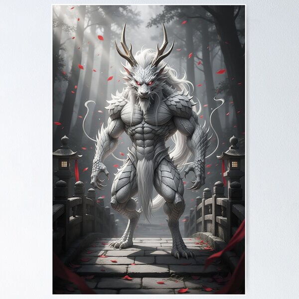 Item preview, White Kirin Guardian Dragon – Japanese Yokai Mystic Forest designed and sold by Tsuiho_art.