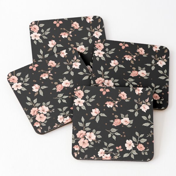 Item preview, Elegant Blush Floral Pattern | Vintage Pink Flowers on Black Background designed and sold by Mobile Cases Store.