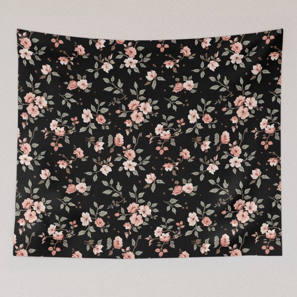 Item preview, Elegant Blush Floral Pattern | Vintage Pink Flowers on Black Background designed and sold by Mobile Cases Store.