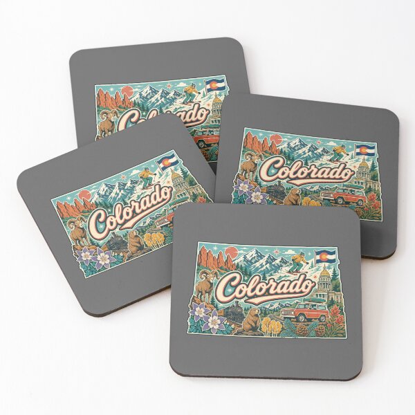 Item preview, Colorado Retro Travel Sticker | Vintage Rocky Mountains State Collage Art designed and sold by SimplyJasper.