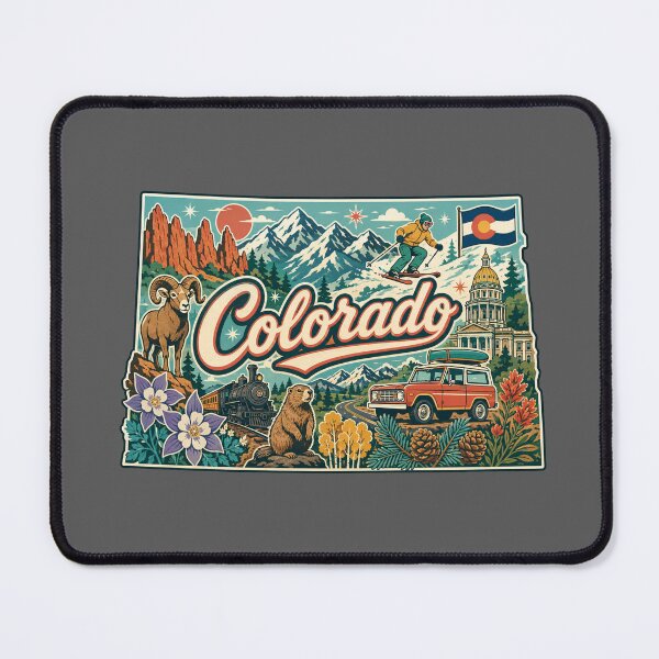 Item preview, Colorado Retro Travel Sticker | Vintage Rocky Mountains State Collage Art designed and sold by SimplyJasper.