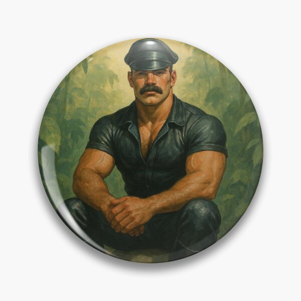 Item preview, The Listener of Leather & Leaves - Leather Daddy Tom of Finland Leather Man Tribute Acrylic Gay Art. designed and sold by ItsAKinkThing.