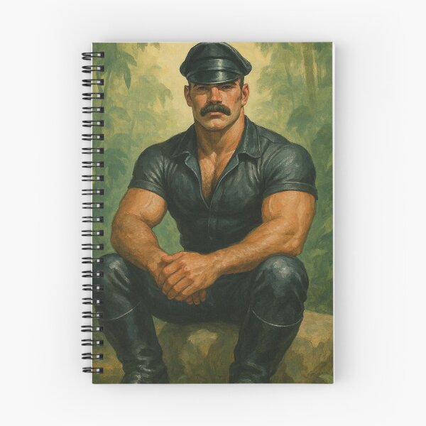 Item preview, The Listener of Leather & Leaves - Leather Daddy Tom of Finland Leather Man Tribute Acrylic Gay Art. designed and sold by ItsAKinkThing.