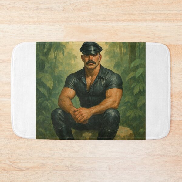 Item preview, The Listener of Leather & Leaves - Leather Daddy Tom of Finland Leather Man Tribute Acrylic Gay Art. designed and sold by ItsAKinkThing.