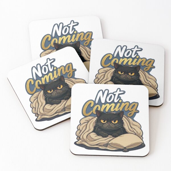 Item preview, Not Coming Grumpy Black Cat in Blanket designed and sold by Northern Glow Art.