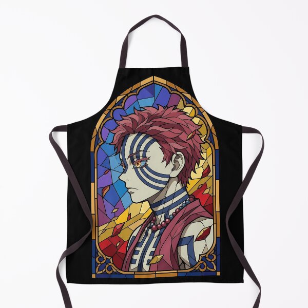 Item preview, Akaza Demon Slayer Golden Stained Glass Flame Portrait designed and sold by mildaclairmo.