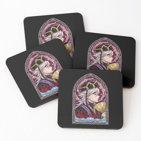 Item preview, Douma Demon Slayer Crimson Stained Glass With Golden Fan designed and sold by mildaclairmo.