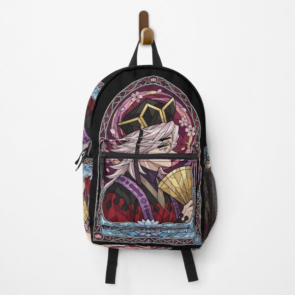 Item preview, Douma Demon Slayer Crimson Stained Glass With Golden Fan designed and sold by mildaclairmo.