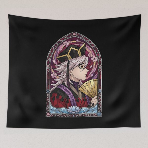 Item preview, Douma Demon Slayer Crimson Stained Glass With Golden Fan designed and sold by mildaclairmo.