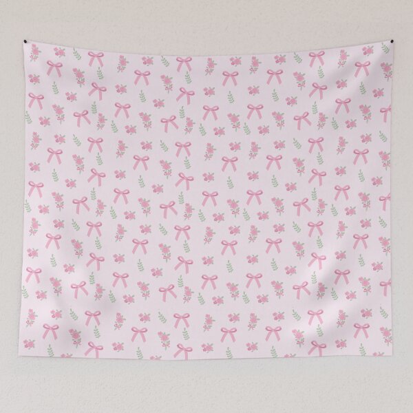 Item preview, Coquette Pink Bow Floral Seamless Pattern designed and sold by Bloomelle Studio.
